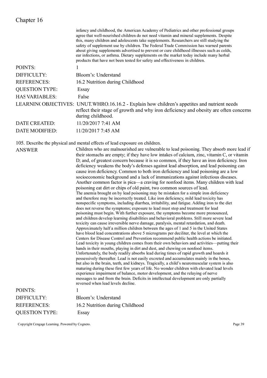 Life Cycle Nutrition - Childhood Obesity Answer Key 4 - Page 13