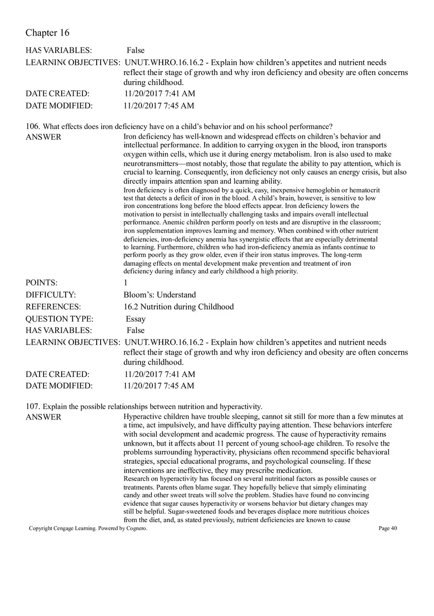 Life Cycle Nutrition - Childhood Obesity Answer Key 4 - Page 14