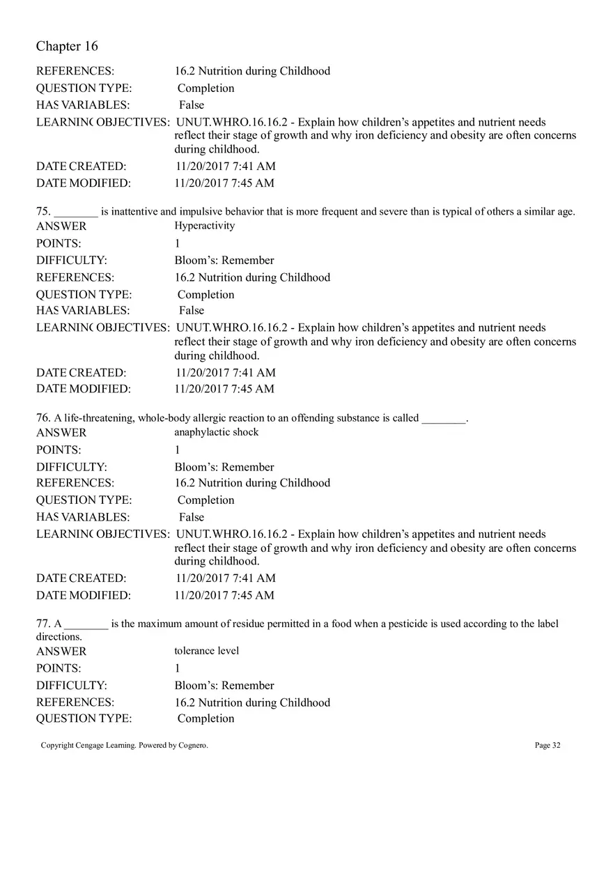 Life Cycle Nutrition - Childhood Obesity Answer Key 4 - Page 2