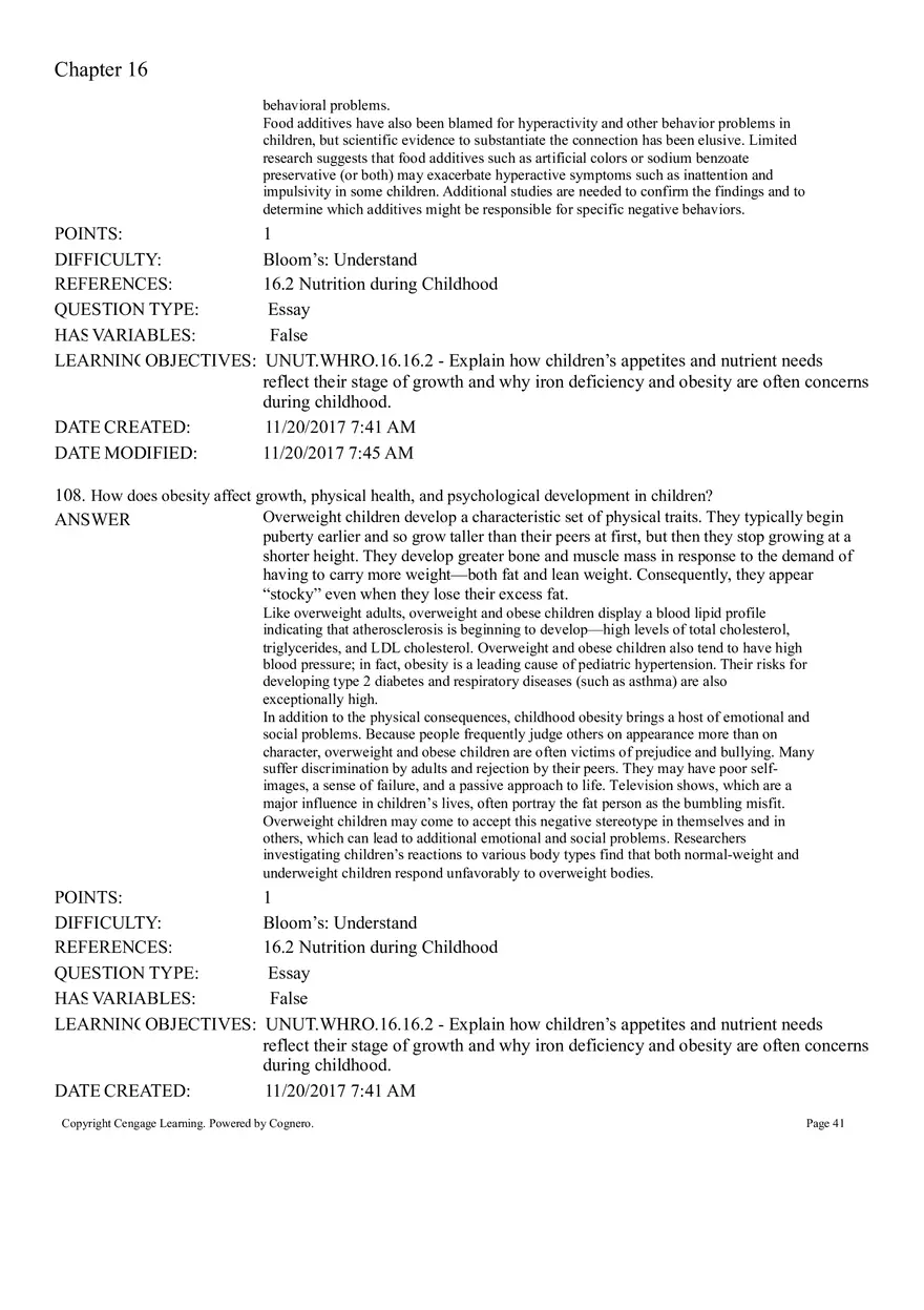 Life Cycle Nutrition - Childhood Obesity Answer Key 4 - Page 3
