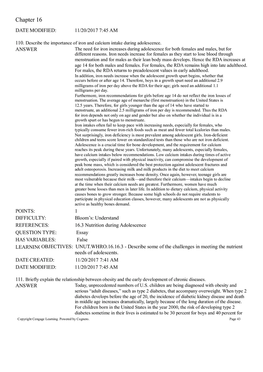 Life Cycle Nutrition - Childhood Obesity Answer Key 4 - Page 5