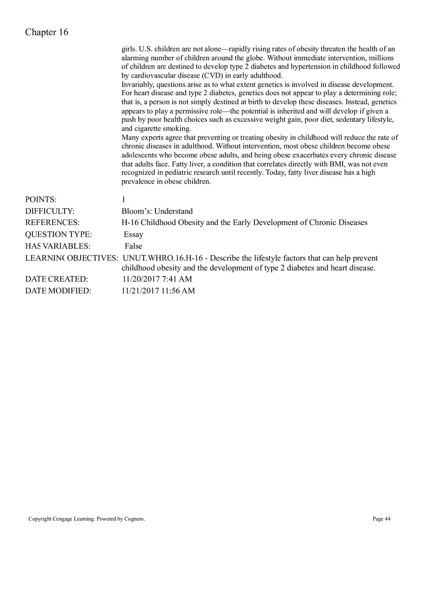Life Cycle Nutrition - Childhood Obesity Answer Key 4 - Page 6