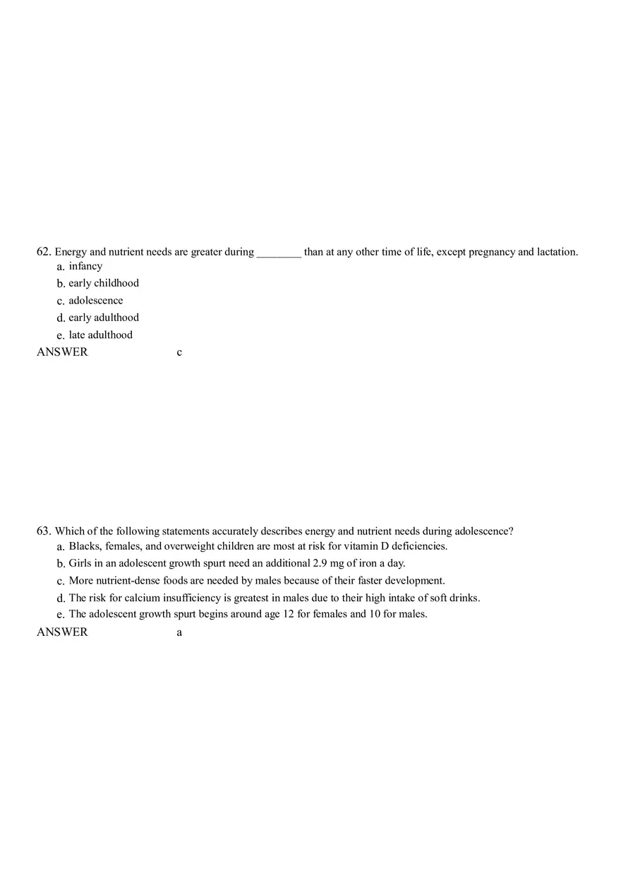 Life Cycle Nutrition - Childhood Obesity Answer Key 3 - Page 7