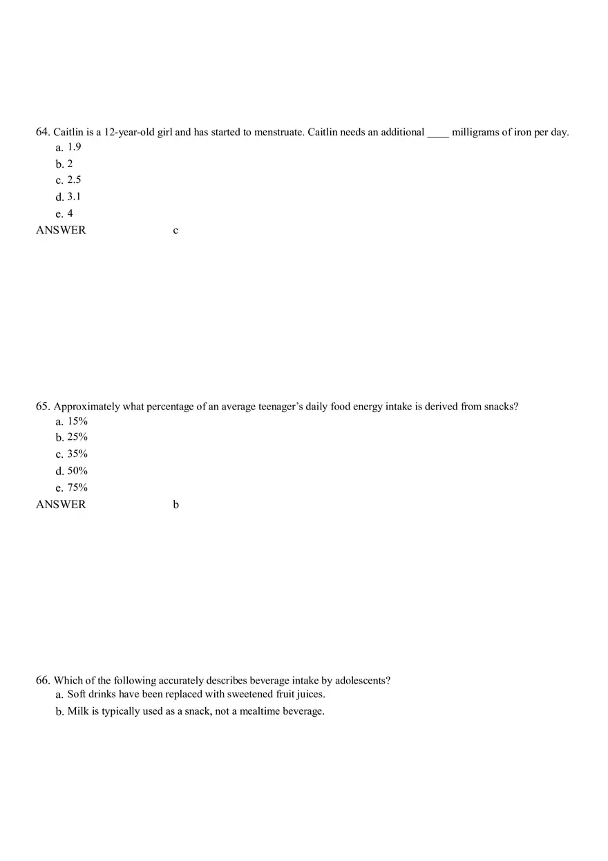 Life Cycle Nutrition - Childhood Obesity Answer Key 3 - Page 8
