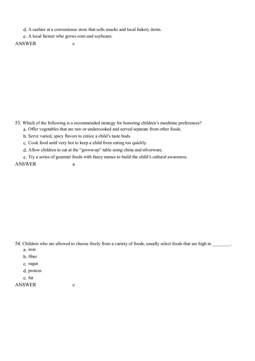 Life Cycle Nutrition - Childhood Obesity Answer Key 3 - Page 3