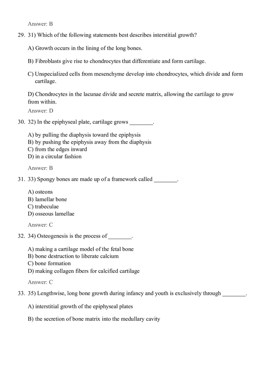 Bones and Skeletal Tissue 42 Questions with Answers - Page 7