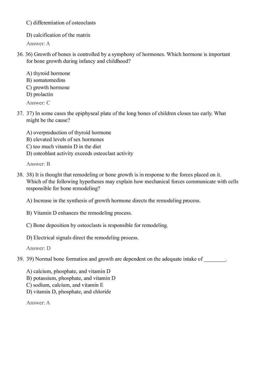 Bones and Skeletal Tissue 42 Questions with Answers - Page 8