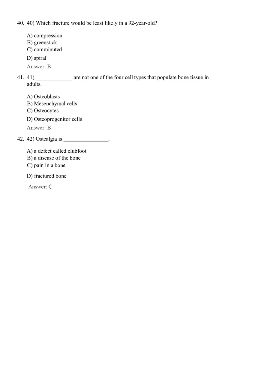 Bones and Skeletal Tissue 42 Questions with Answers - Page 9