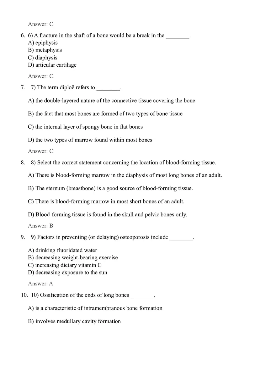 Bones and Skeletal Tissue 42 Questions with Answers - Page 2
