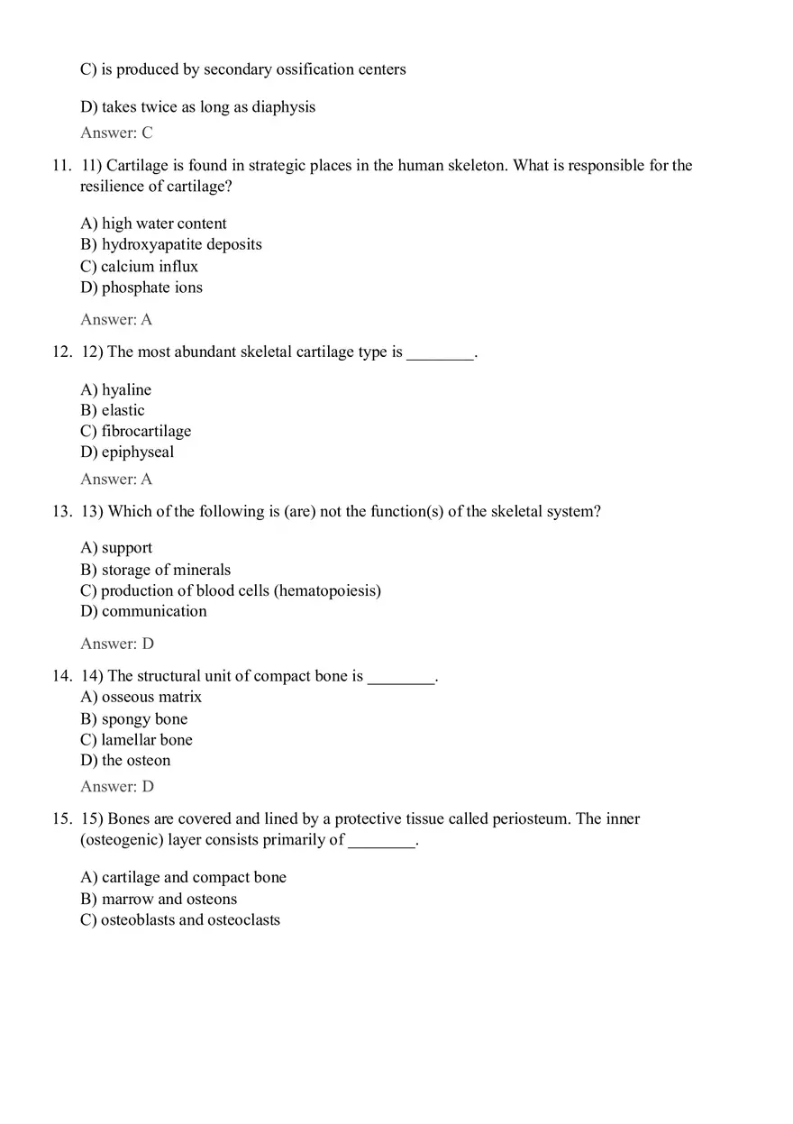 Bones and Skeletal Tissue 42 Questions with Answers - Page 3