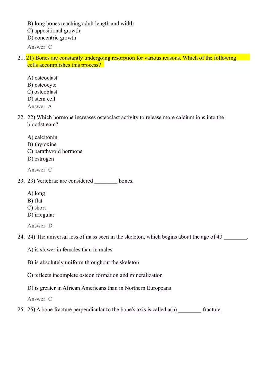 Bones and Skeletal Tissue 42 Questions with Answers - Page 5