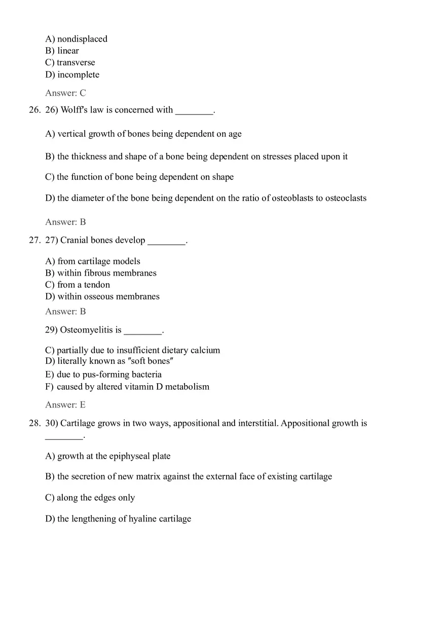 Bones and Skeletal Tissue 42 Questions with Answers - Page 6