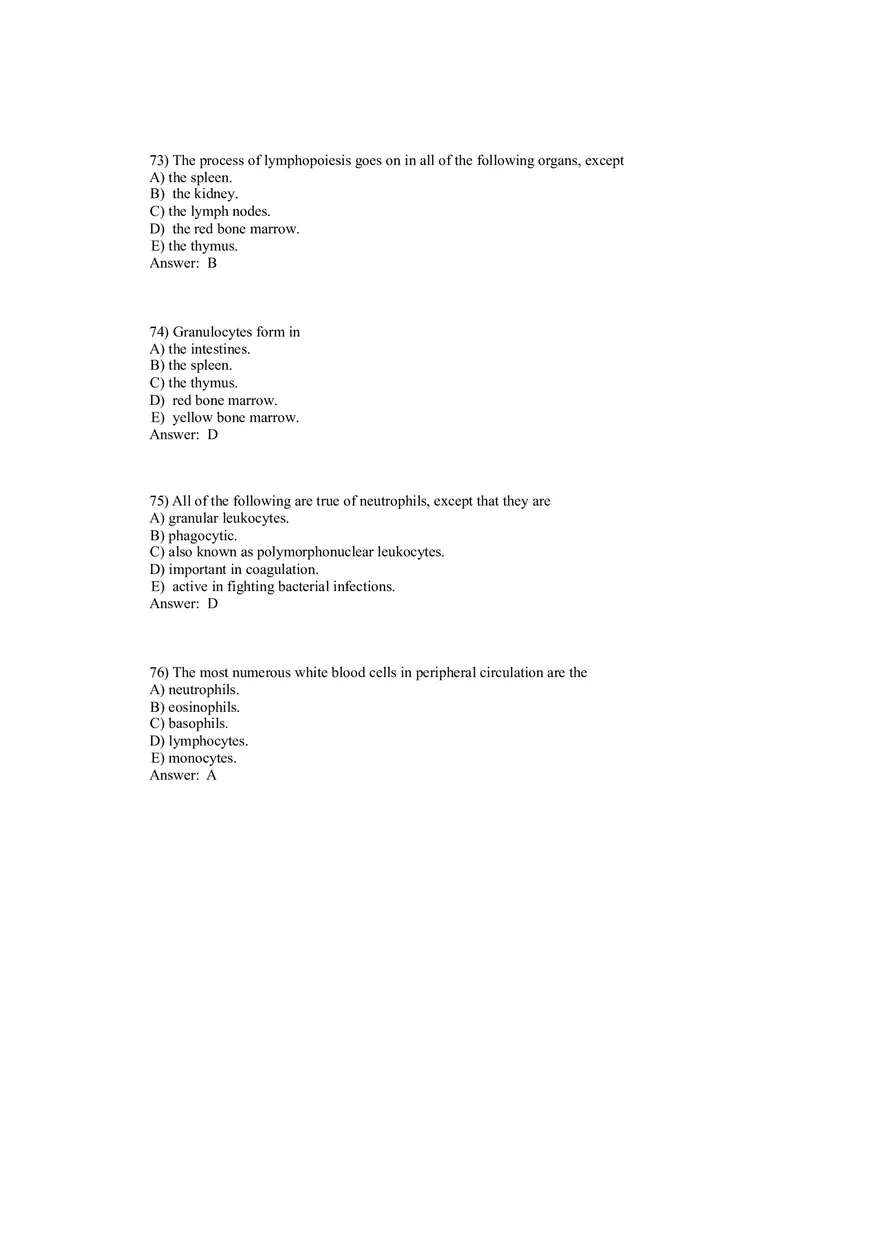 Anatomy and Physiology (Blood) Answer Key 41-80 - Page 9