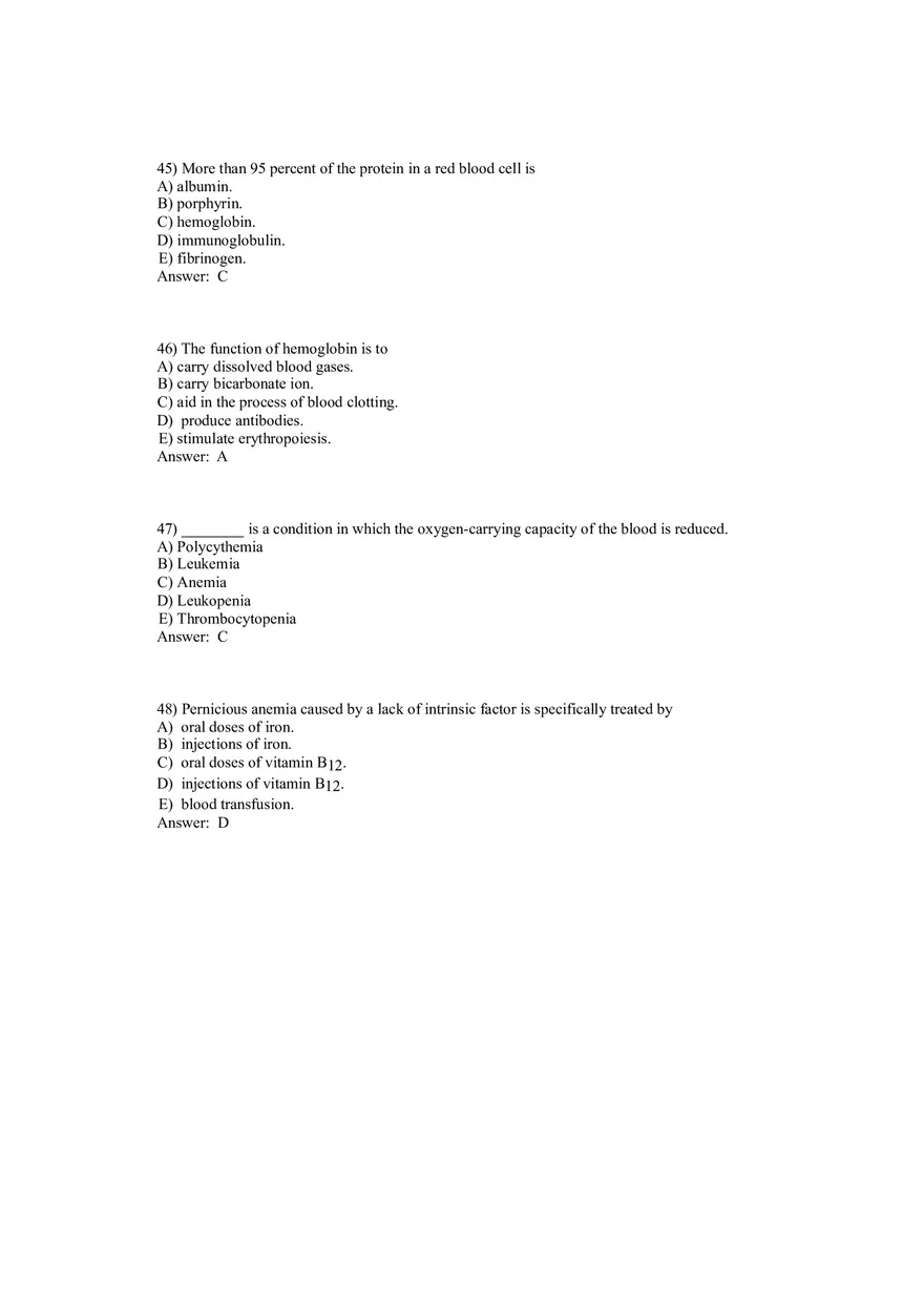 Anatomy and Physiology (Blood) Answer Key 41-80 - Page 2
