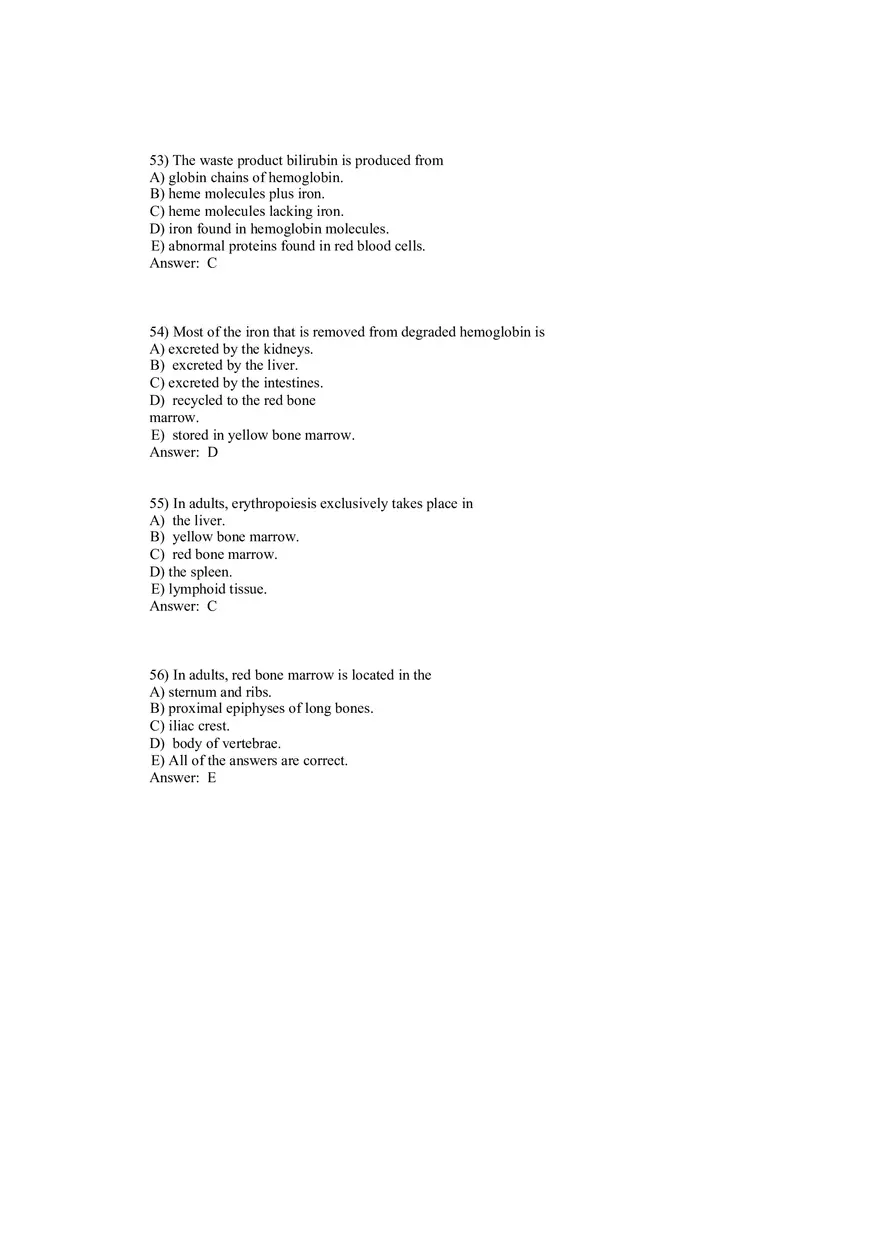 Anatomy and Physiology (Blood) Answer Key 41-80 - Page 4