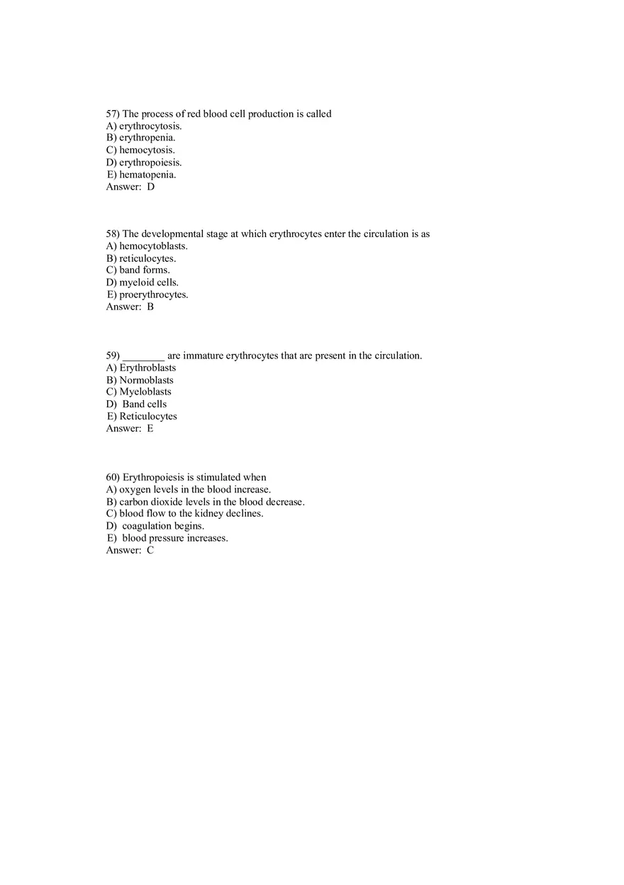 Anatomy and Physiology (Blood) Answer Key 41-80 - Page 5