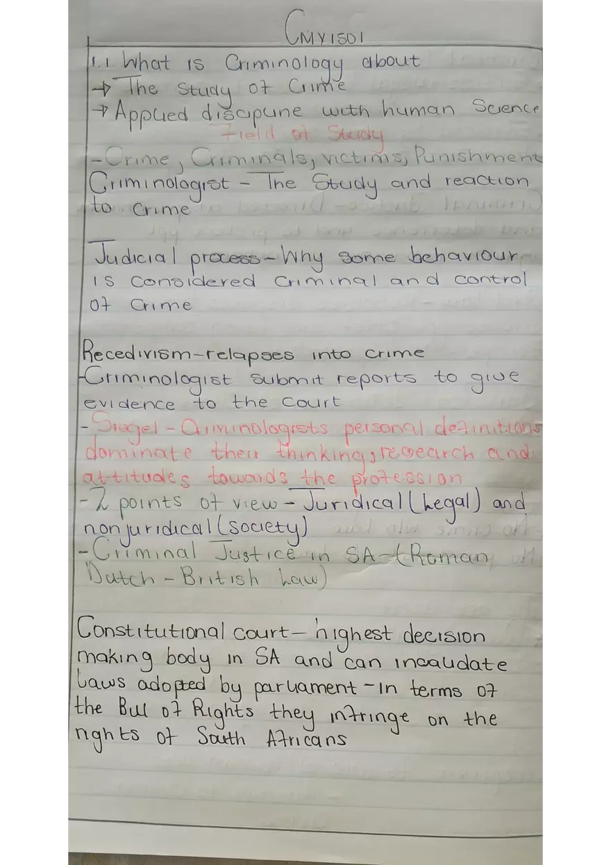Criminology Notes for 2rd Year Students - Page 1