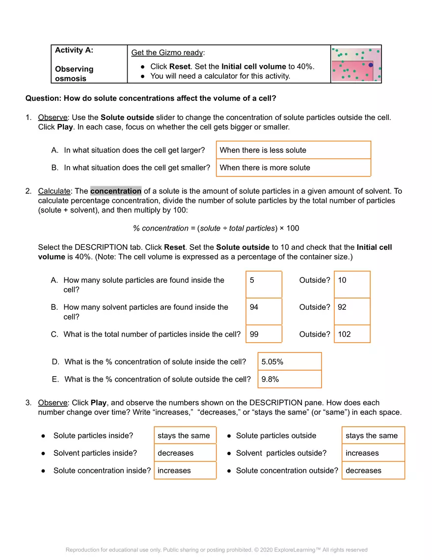 Student Exploration: Osmosis - Page 2