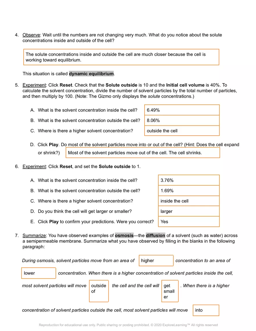 Student Exploration: Osmosis - Page 3