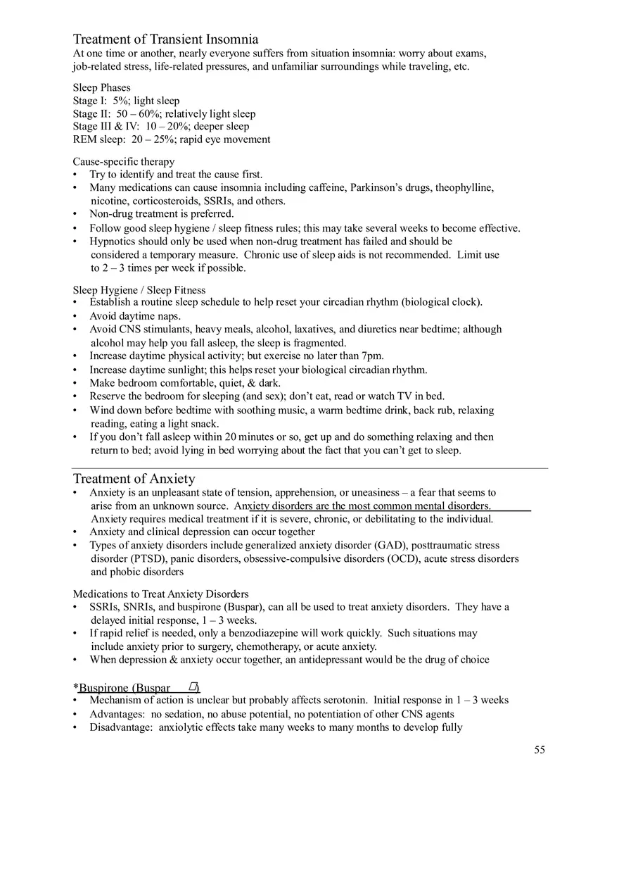 Clinical Pharmacology Study Guide (Sedatives, Hypnotics) - Page 2