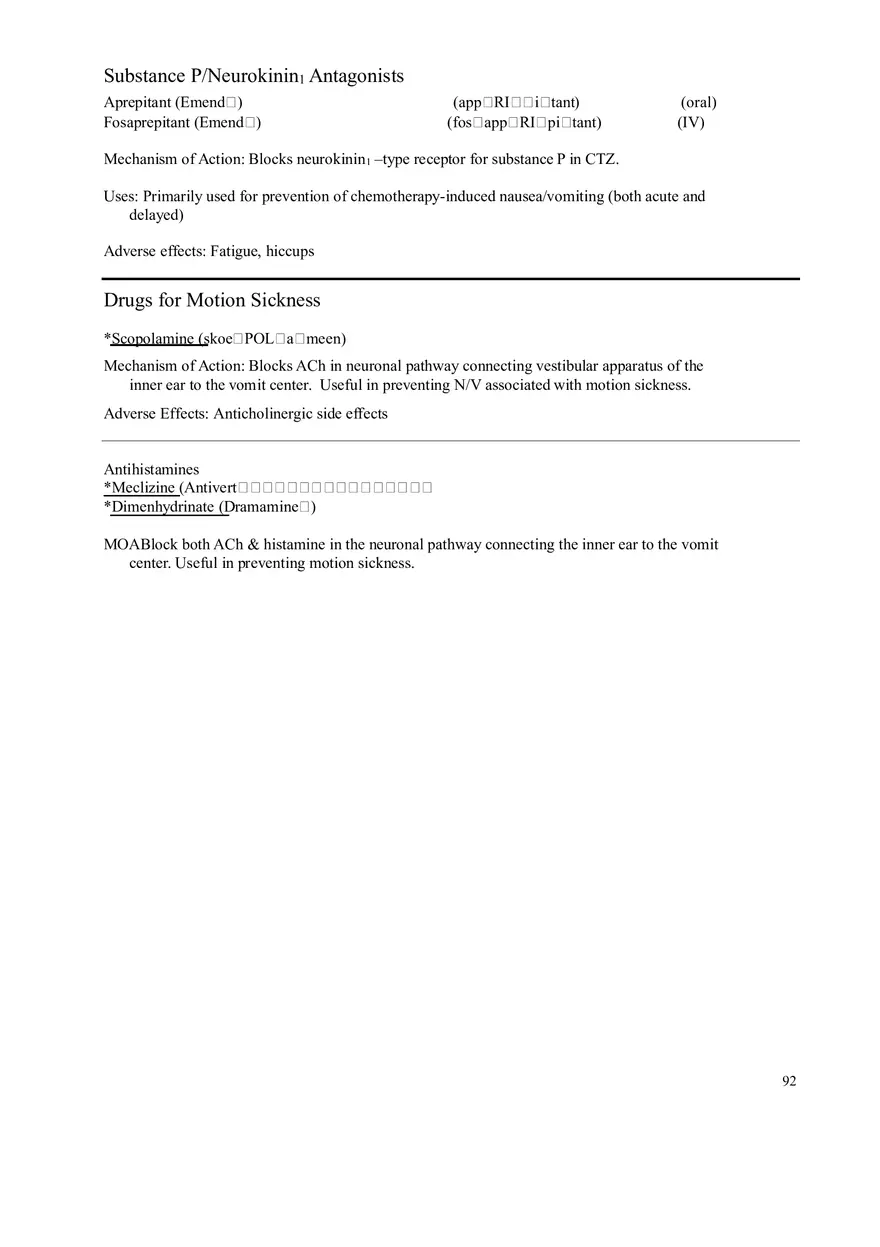 Clinical Pharmacology Study Guide (Antihistamines) - Page 8