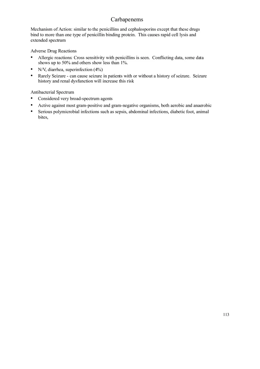 Clinical Pharmacology Study Guide (Beta-lactam Antibiotics) - Page 14
