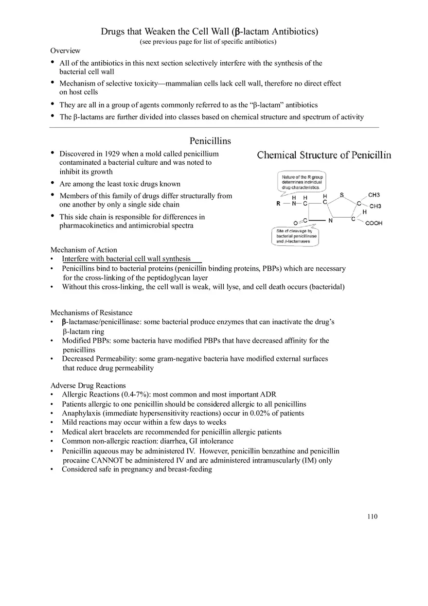 Clinical Pharmacology Study Guide (Beta-lactam Antibiotics) - Page 2