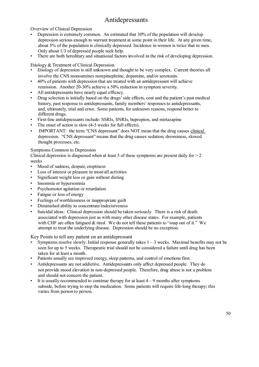 Clinical Pharmacology Study Guide (Pharmacological Treatment) - Page 9