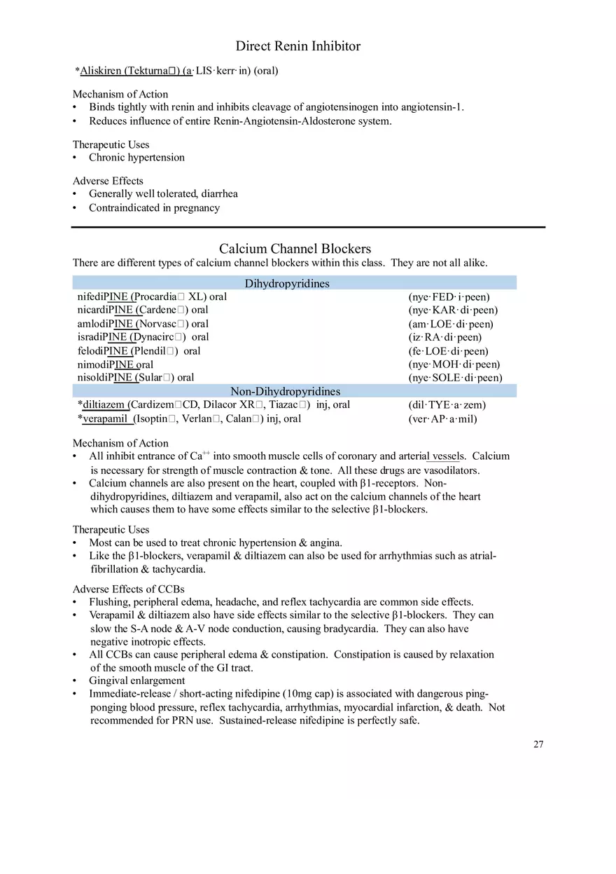 Clinical Pharmacology Study Guide (Antihypertensives) - Page 6