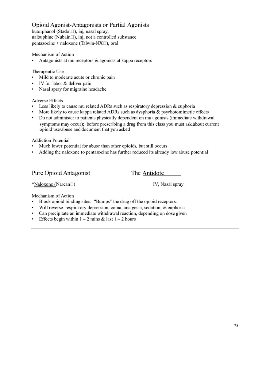 Clinical Pharmacology Study Guide (Opioid Agonist) - Page 1