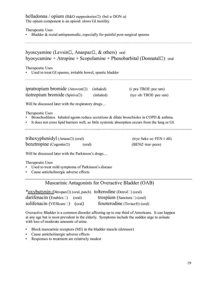 Clinical Pharmacology Study Guide (Autonomic Nervous System) - Page 7