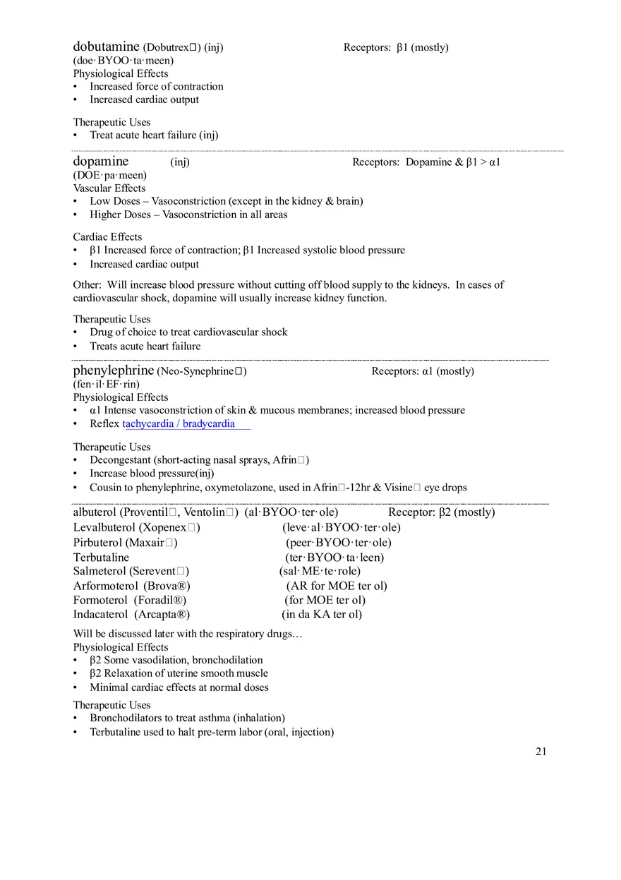 Clinical Pharmacology Study Guide (Autonomic Nervous System) - Page 9