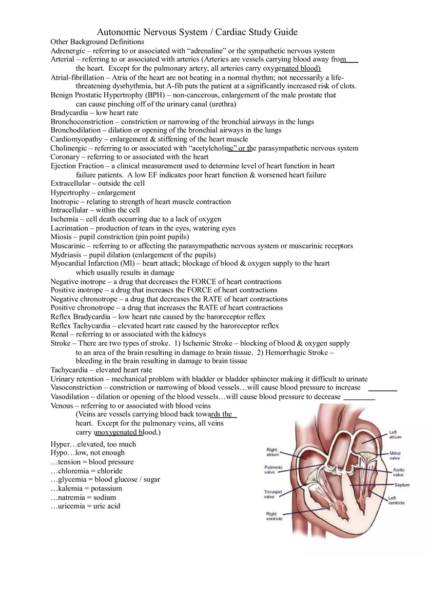 Clinical Pharmacology Study Guide (Autonomic Nervous System) - Page 1