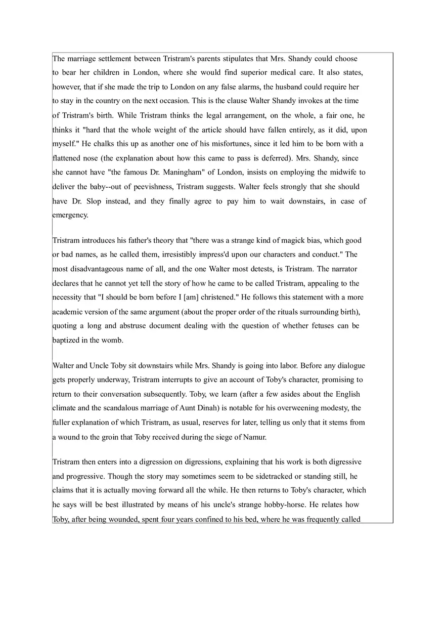 Tristram Shandy Volume 1 - Summary - Page 2