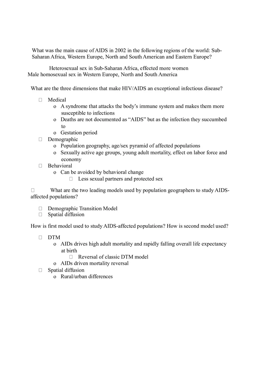 Human Geography Lecture Notes Quiz 2 - Page 1