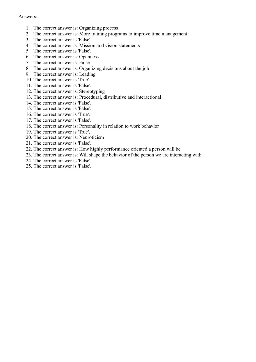 Key HR Management and Organizational Behavior Questions and Answers for Effective Workforce Management - Page 1