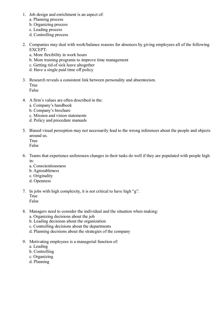 Key HR Management and Organizational Behavior Questions and Answers for Effective Workforce Management - Page 2