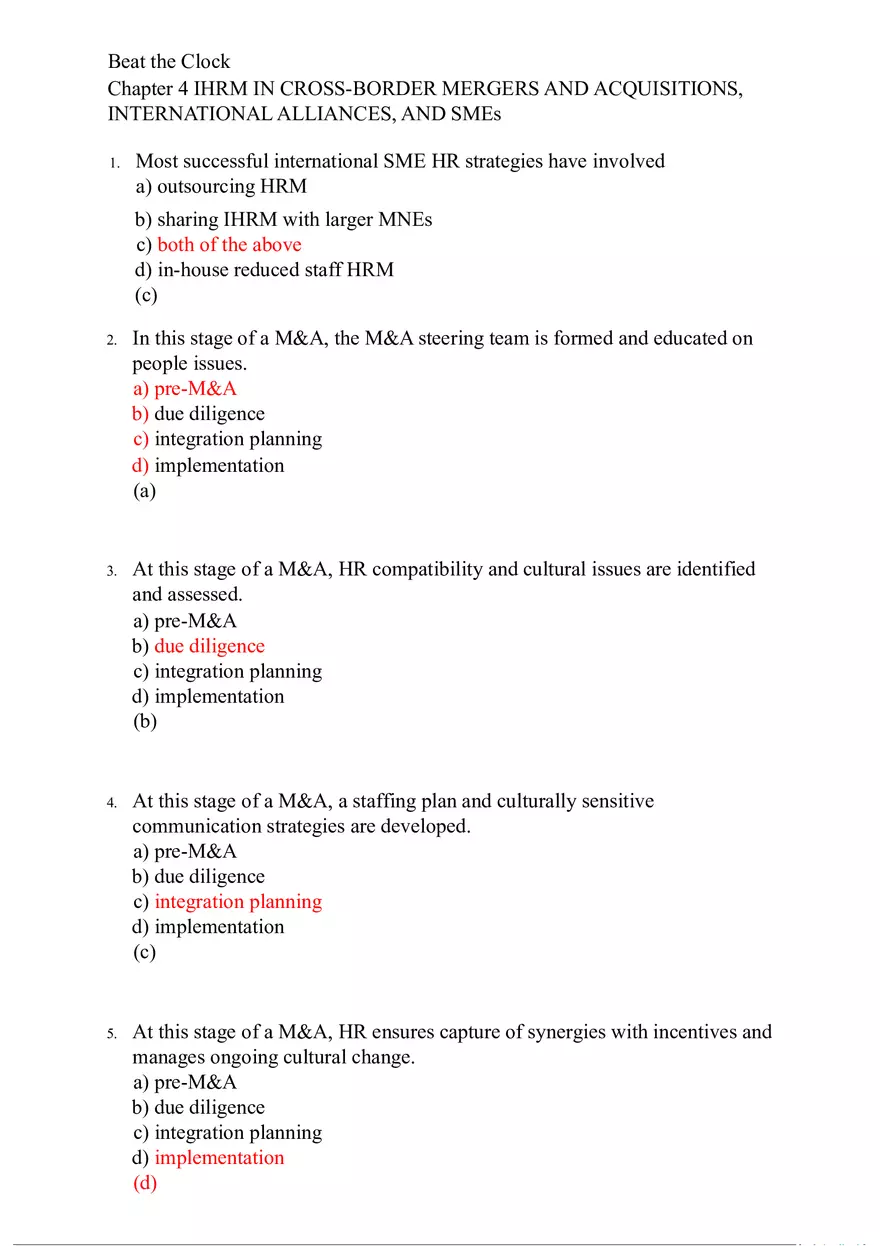 Beat the Clock Answer Key Chapters 4-5 - Page 1
