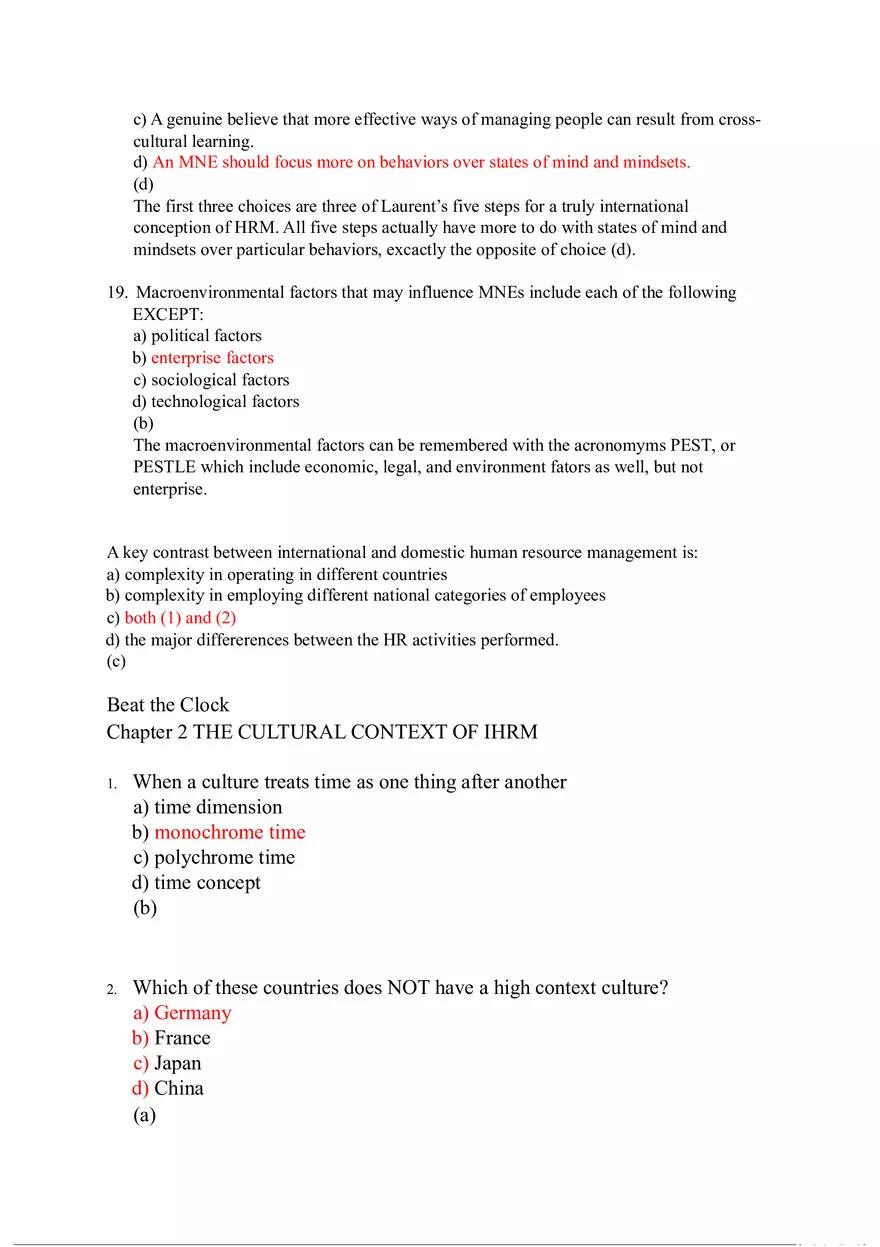 Beat the Clock Answer Key Chapters 1-3 - Page 9