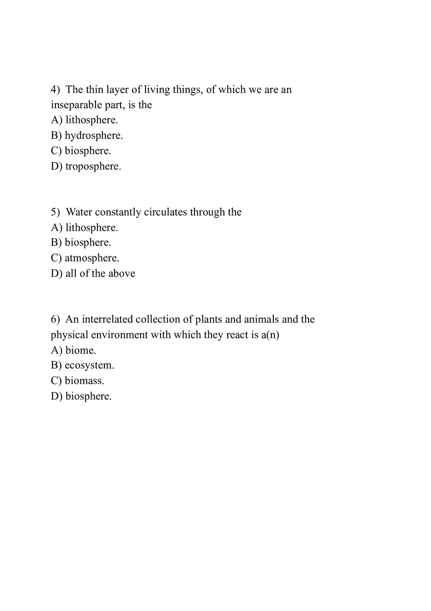 Biochemical Cycles and the Biosphere (Assignment) - Page 2