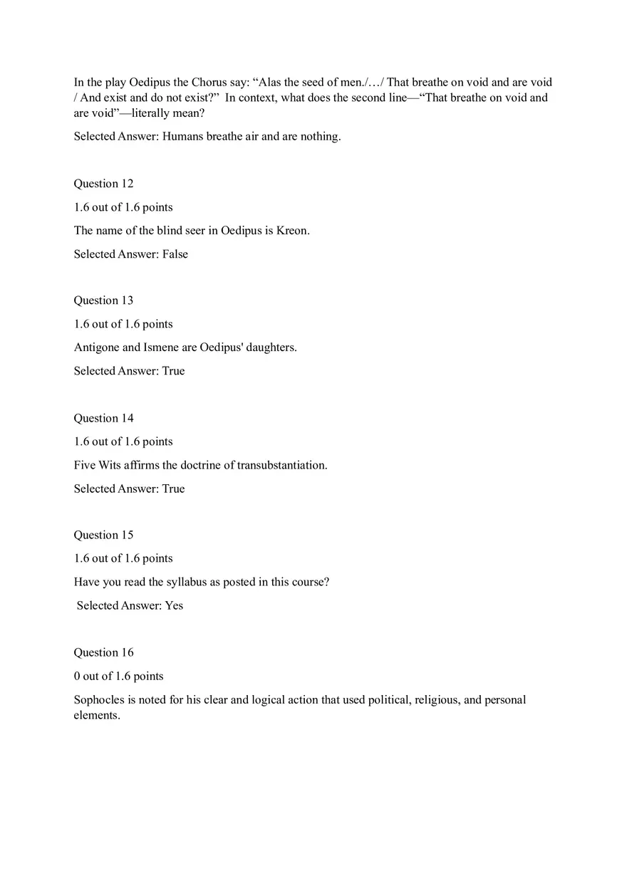Reading Comprehension Question from the play Everyman - Page 9