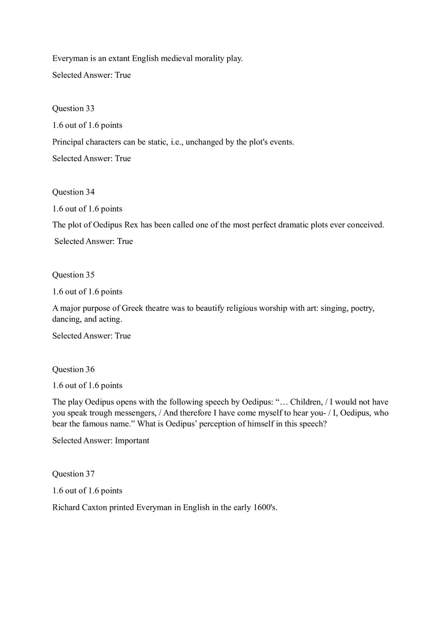 Reading Comprehension Question from the play Everyman - Page 13