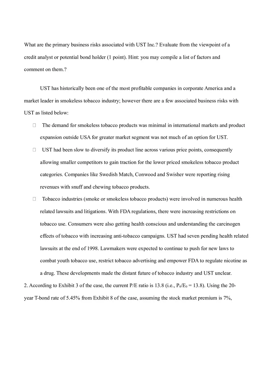 Debt Policy at UST Inc - Page 2