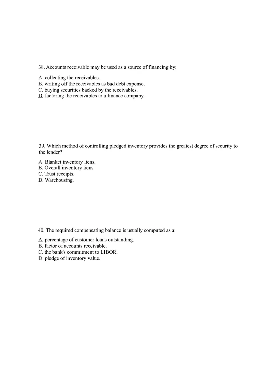 Sources of Short-Term Financing Answer Key 2 - Page 4