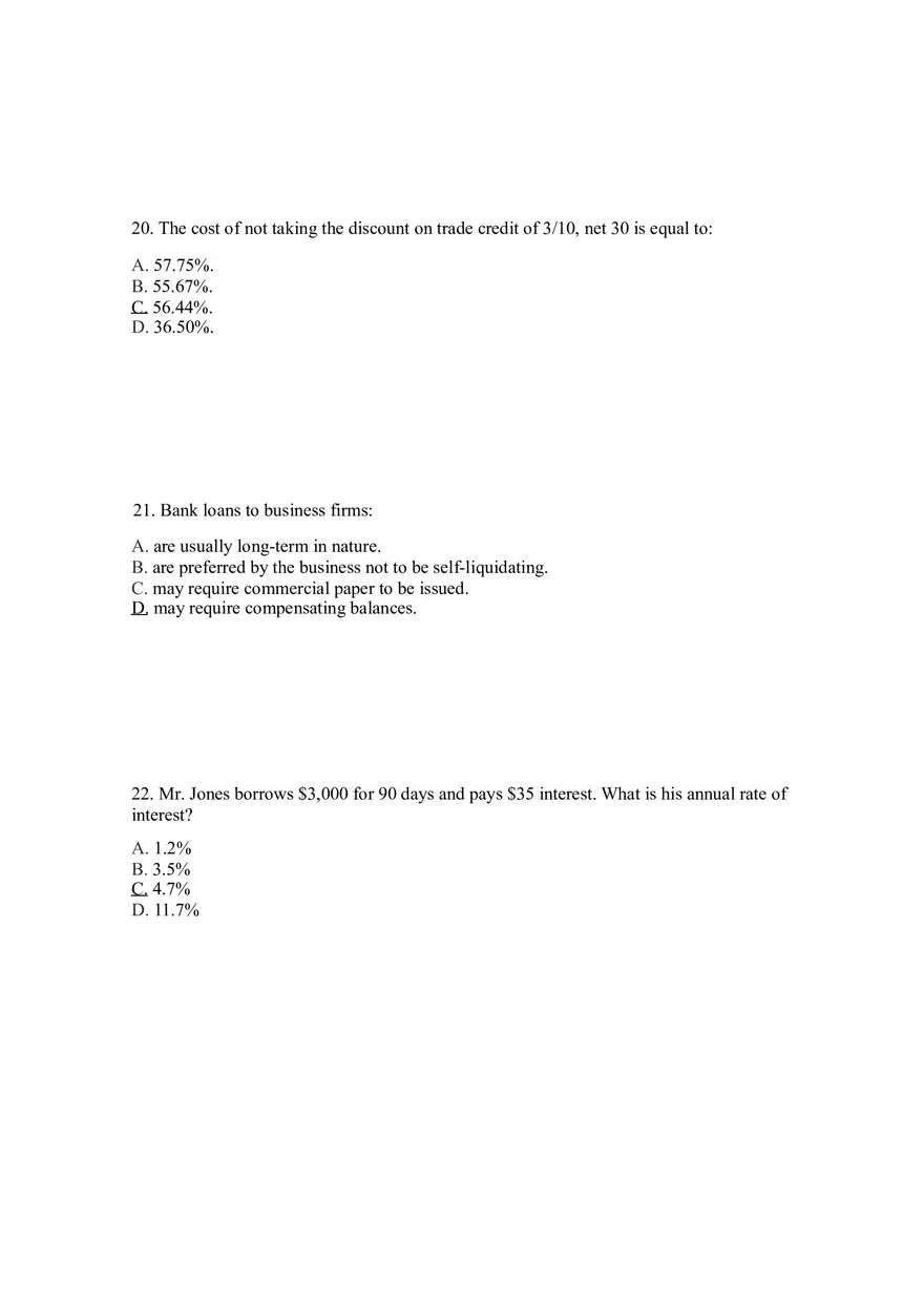 Sources of Short-Term Financing Answer Key 1 - Page 8