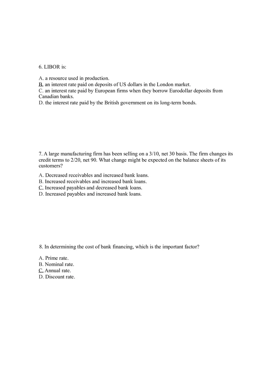 Sources of Short-Term Financing Answer Key 1 - Page 3