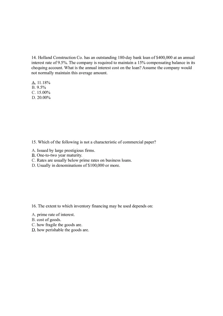 Sources of Short-Term Financing Answer Key 1 - Page 6