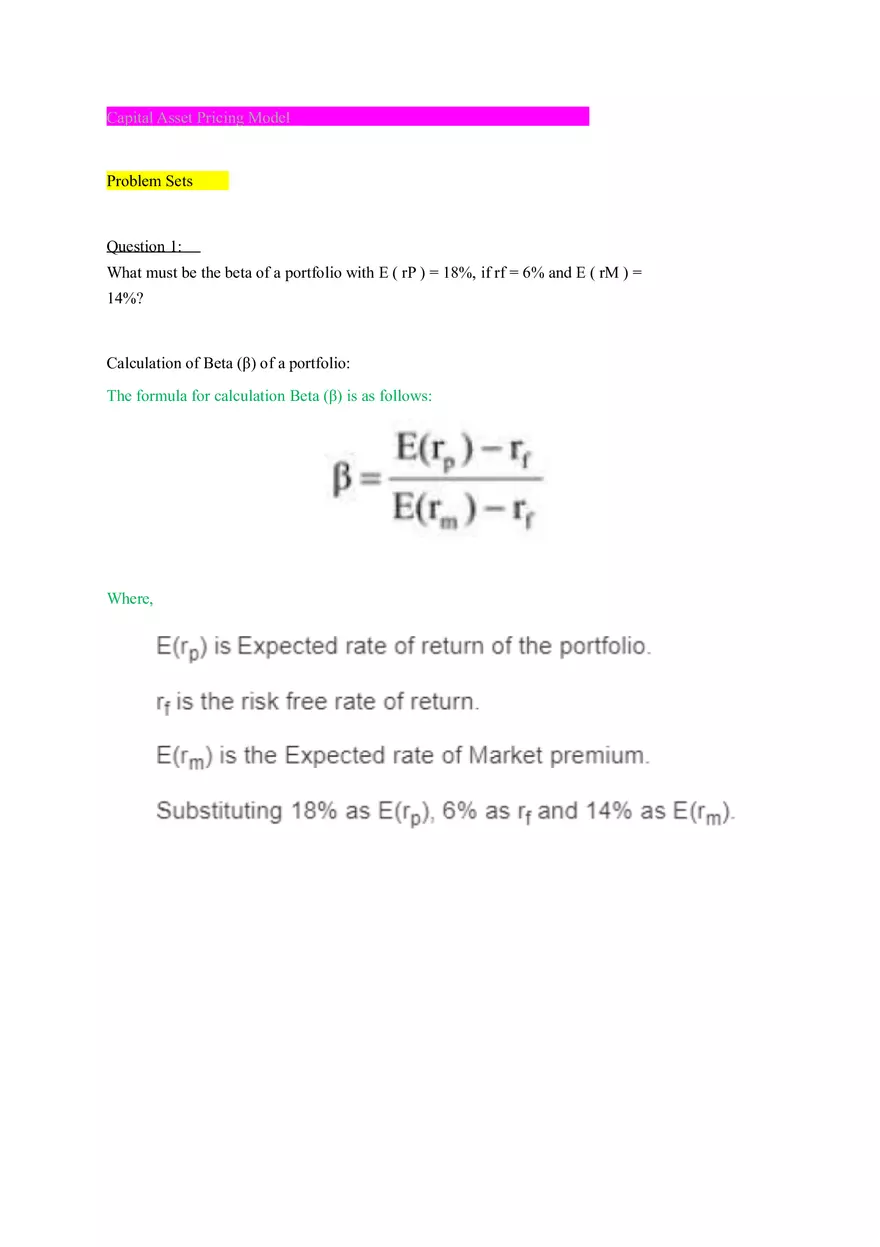 Capital Asset Pricing Model (Part 1) - Page 1
