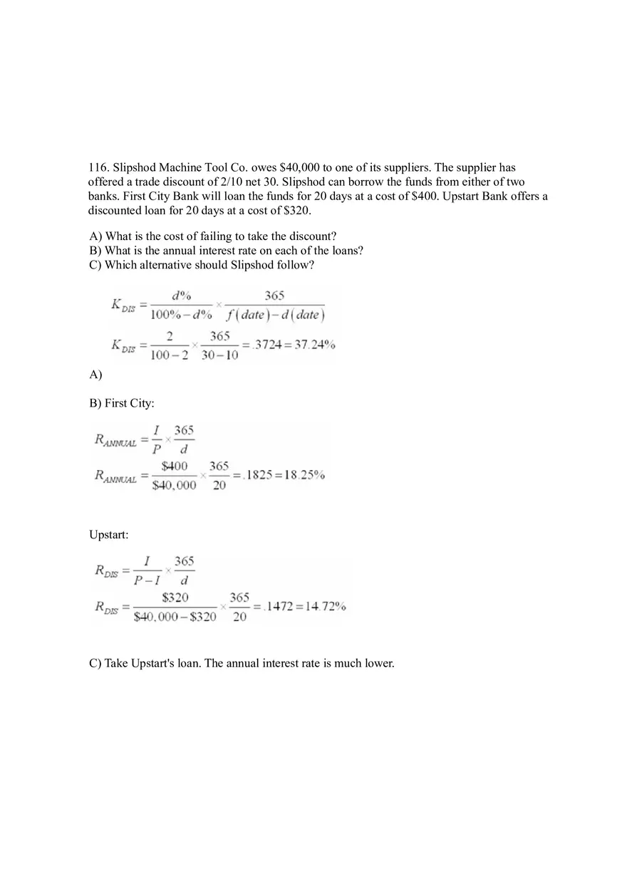 Sources of Short-Term Financing Answer Key 4 - Page 11