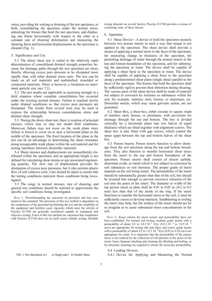 Standard Test Method for Direct Shear Test of Soils Under Consolidated Drained Conditions - Page 2